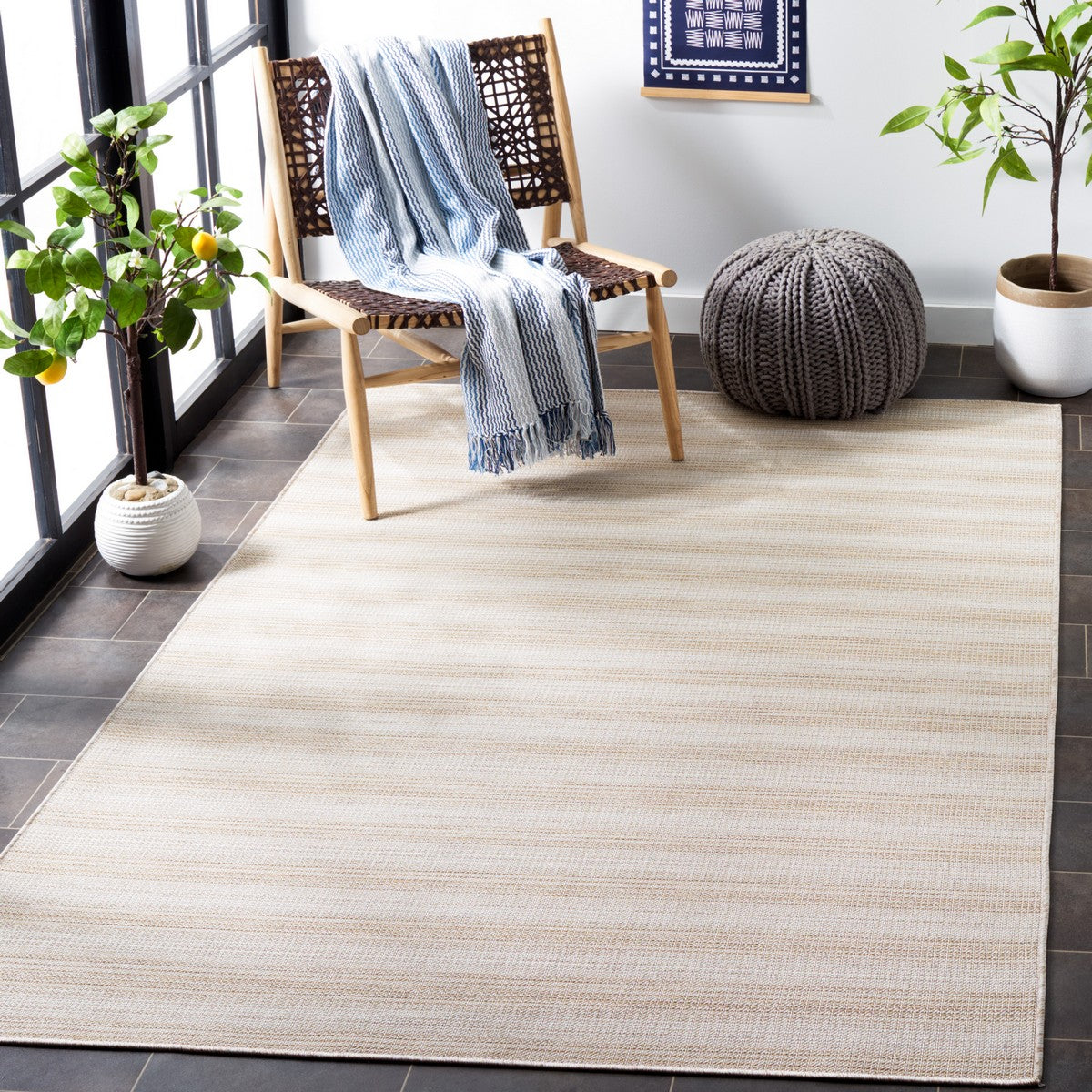  Safavieh Hampton 231 Indoor / Outdoor Rug - Ivory / Grey - Bonton