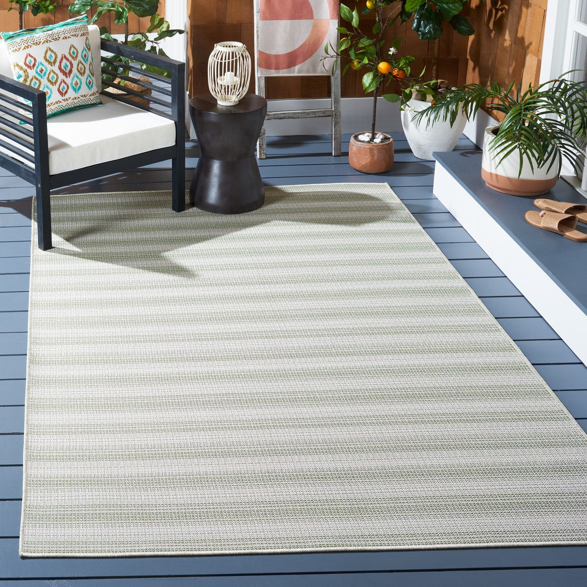  Safavieh Hampton 231 Indoor / Outdoor Rug - Aqua / Ivory - Bonton