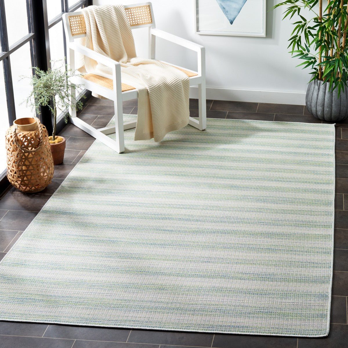  Safavieh Hampton 231 Indoor / Outdoor Rug - Aqua Ivory / Multi - Bonton