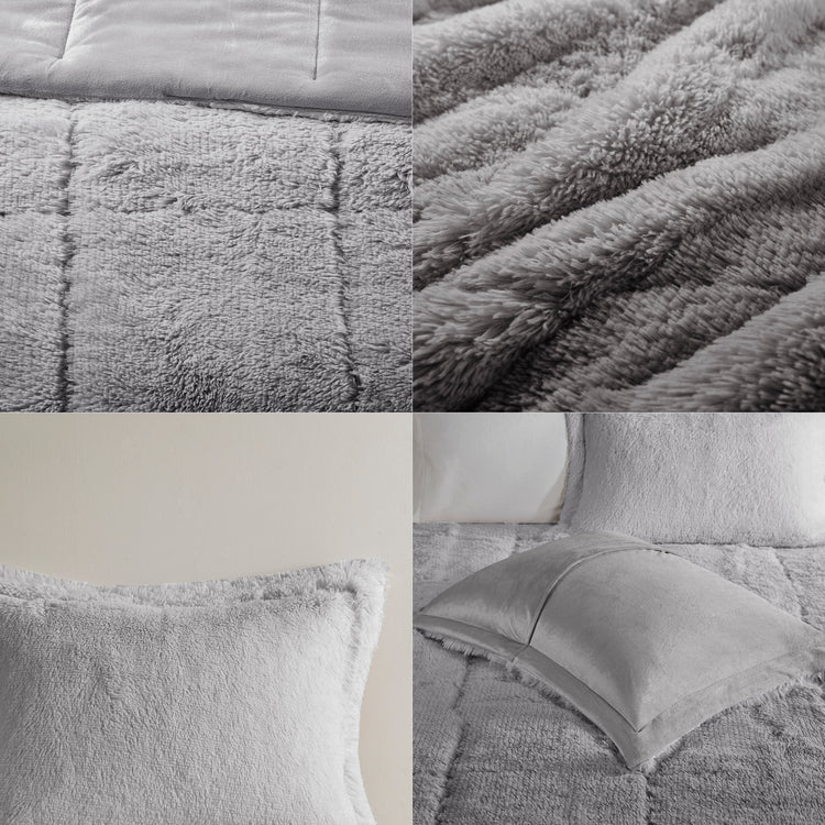 Ella Ombre Shaggy Long Fur Comforter Mini Set | BONTON
