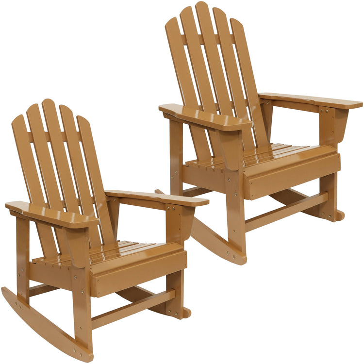 Natural Fir Wood with Cedar Finish Lounge Patio Adirondack Rocking Chair - Light Brown 2