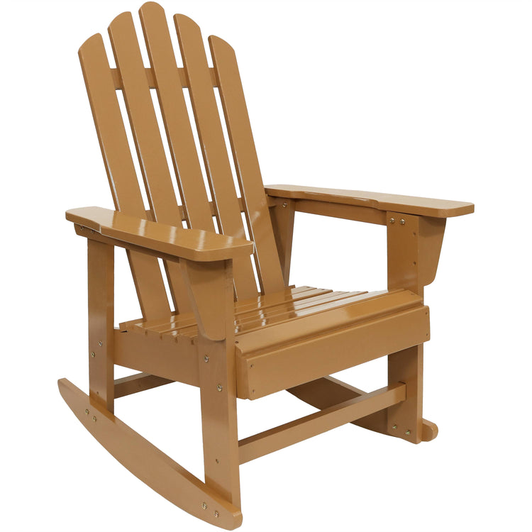 Natural Fir Wood with Cedar Finish Lounge Patio Adirondack Rocking Chair - Light Brown