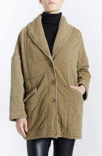 Quilted Coat with Flap Pockets