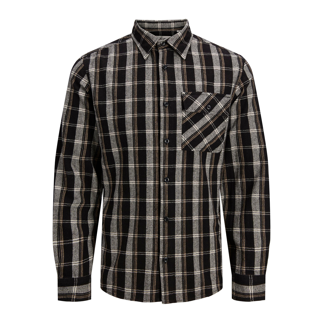  Jack & Jones Herringbone Long Sleeve Shirt - Black - Bonton