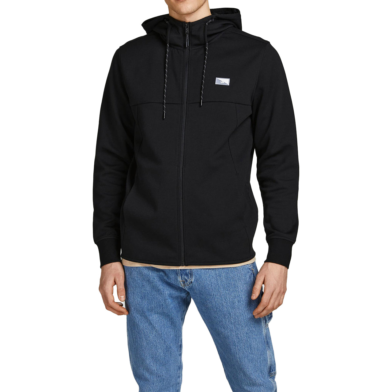  Jack & Jones High Neck Zip Hoodie - Light Grey Melange - Bonton
