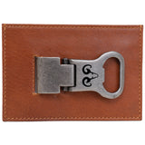 Leather Card Case Rifd Wallet with Removable Bottle Opener