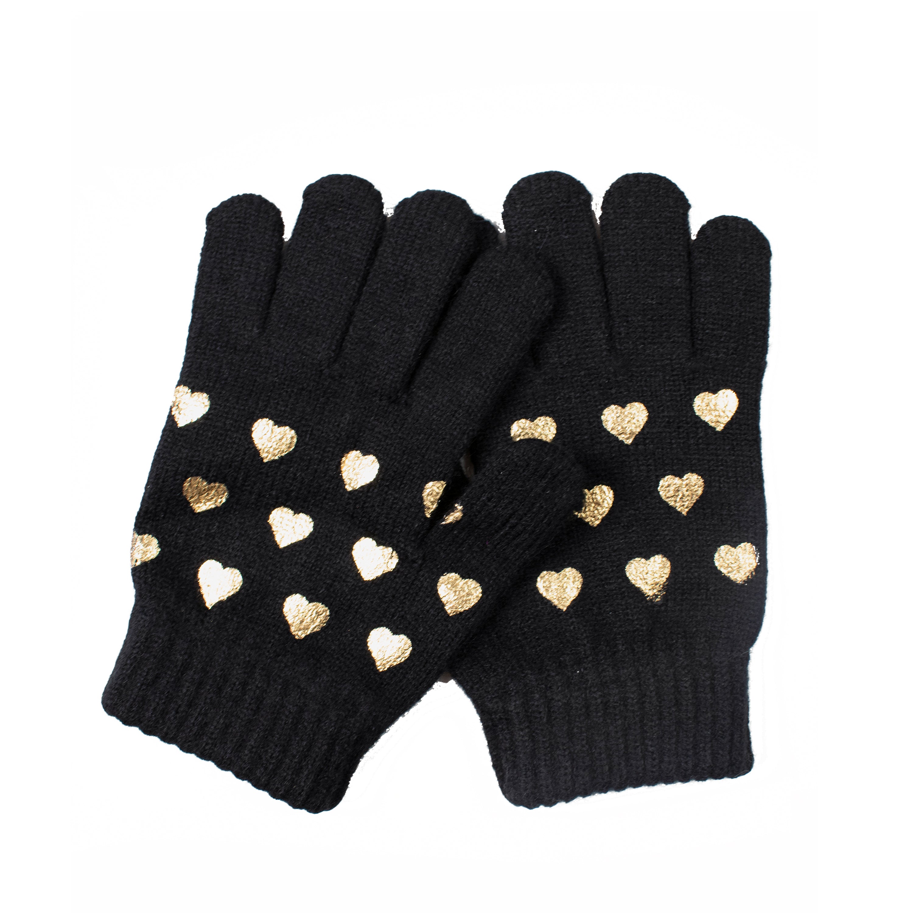  Mini Heart Foil Print Knit Glove - Blush - Bonton