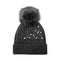 Scattered Pearl Faux Fur Pom Beanie