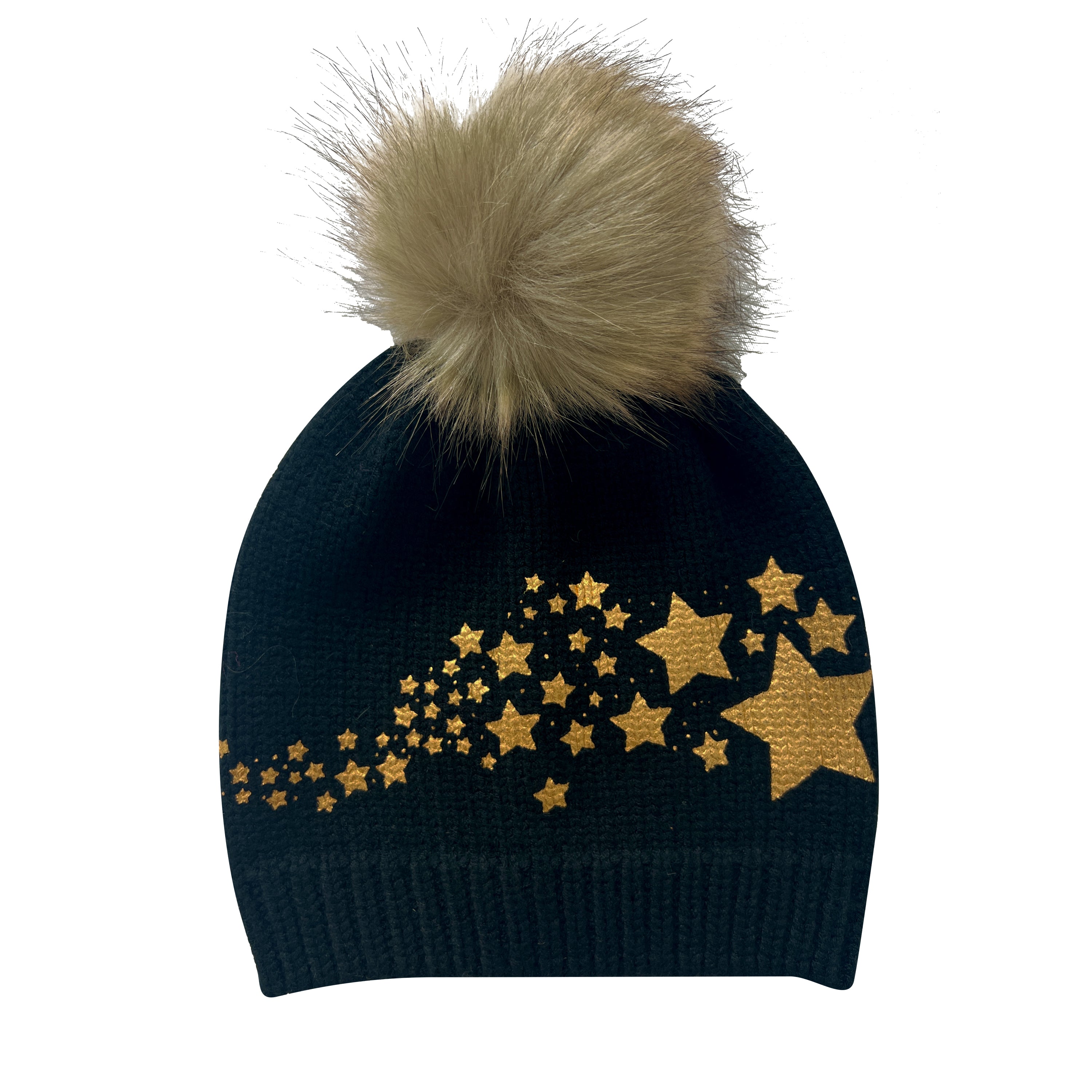  Scattered Stars Pom Beanie - Black - Bonton