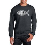 Word Art Crewneck Sweatshirt - John 3:16 Fish Symbol