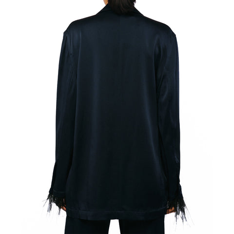Giada Feather Trimmed Satin Jacket