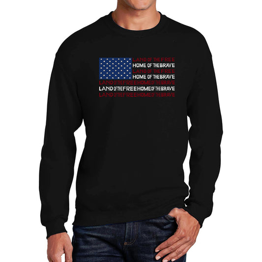 Word Art Crewneck Sweatshirt - Land of the Free American Flag
