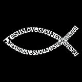 LA Pop Art Women's Word Art V-Neck T-Shirt - Jesus Loves You
