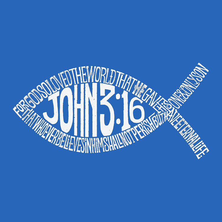 Raglan Baseball Word Art T-shirt - John 3:16 Fish Symbol