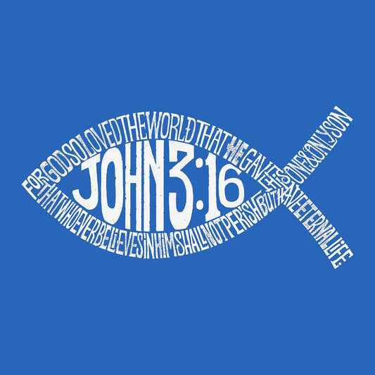 Word Art Crewneck Sweatshirt - John 3:16 Fish Symbol