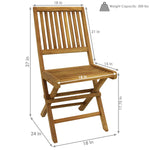 Solid Teak Wood with Light Stained Finish Nantasket Folding Dining Chair - Light Brown