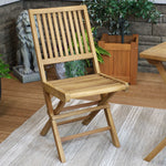 Solid Teak Wood with Light Stained Finish Nantasket Folding Dining Chair - Light Brown