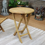 Solid Teak Wood with Light Stained Finish Round Patio Dining Table