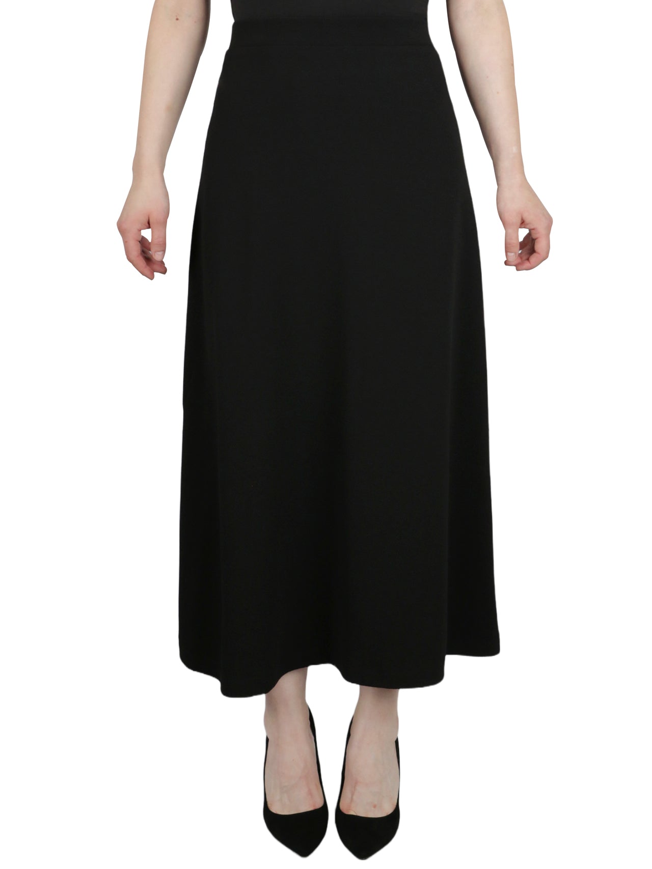  Kasper Pull On A-Line Maxi Stretch Crosshatch Skirt - Black - Bonton
