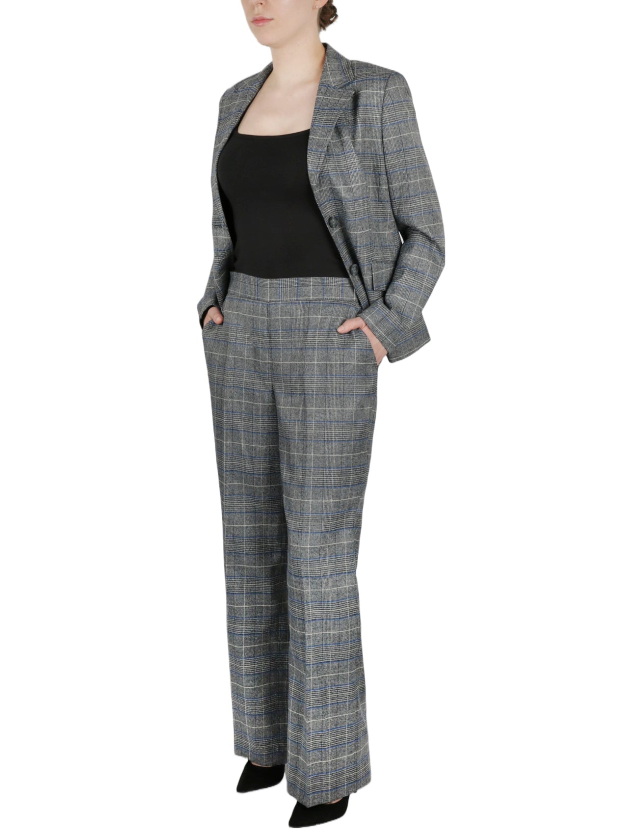  Kasper Two Button Glen Plaid Jacket - Royal Blue Combo - Bonton