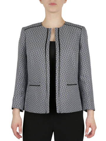 1 Button Jacket With Roll Tab Stretch Crepe Jacket