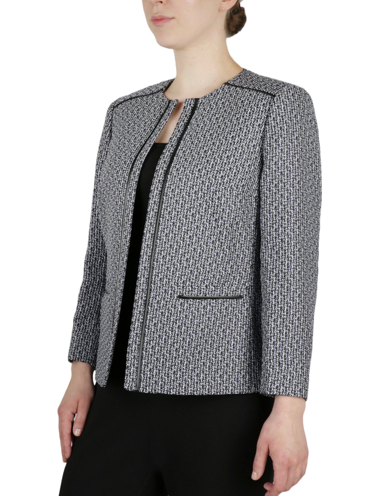  Kasper 1 Button Jacket With Roll Tab Stretch Crepe Jacket - Royal Blue - Bonton