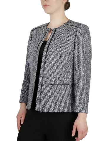 1 Button Jacket With Roll Tab Stretch Crepe Jacket