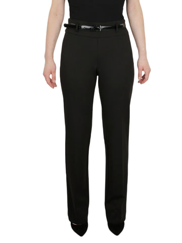 High Rise Pull On With Belt Boot Leg Ponte Pant