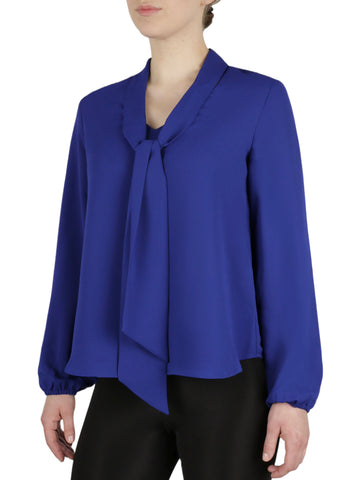 Long Sleeve Bow Crepe Blouse