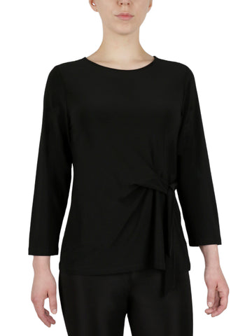 3 Quater Tie Front Solid Ity Top