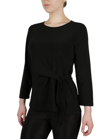 3 Quater Tie Front Solid Ity Top