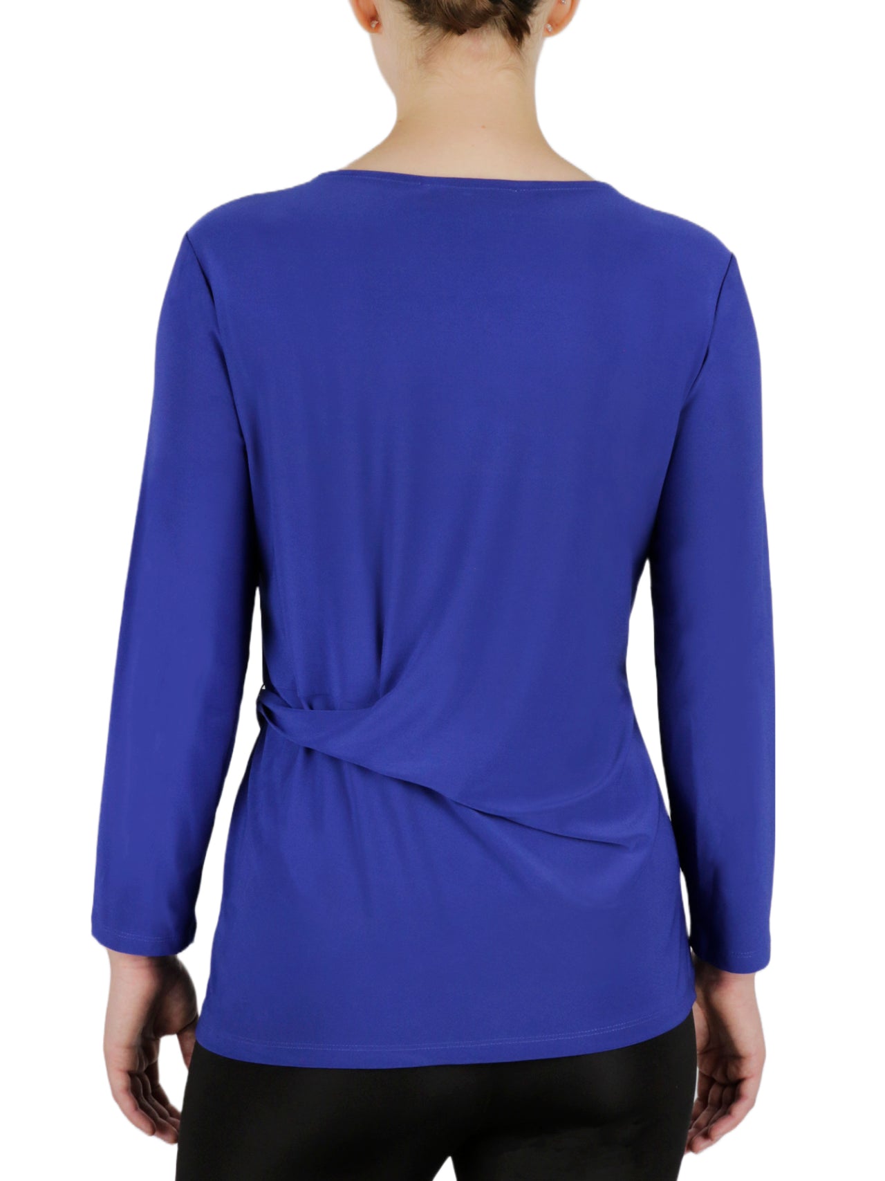  Kasper 3 Quater Tie Front Solid Ity Top - Royal Blue - Bonton
