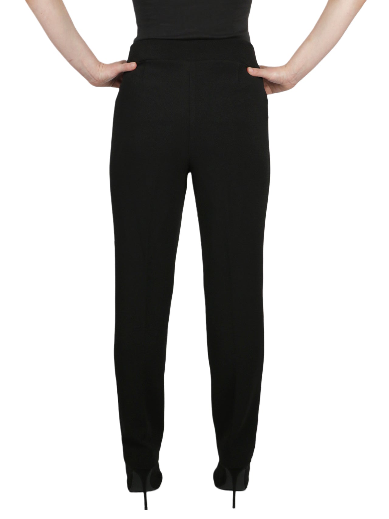  Kasper Pull On Slim Ankle Stretch Cross Hatch Pant - Black - Bonton
