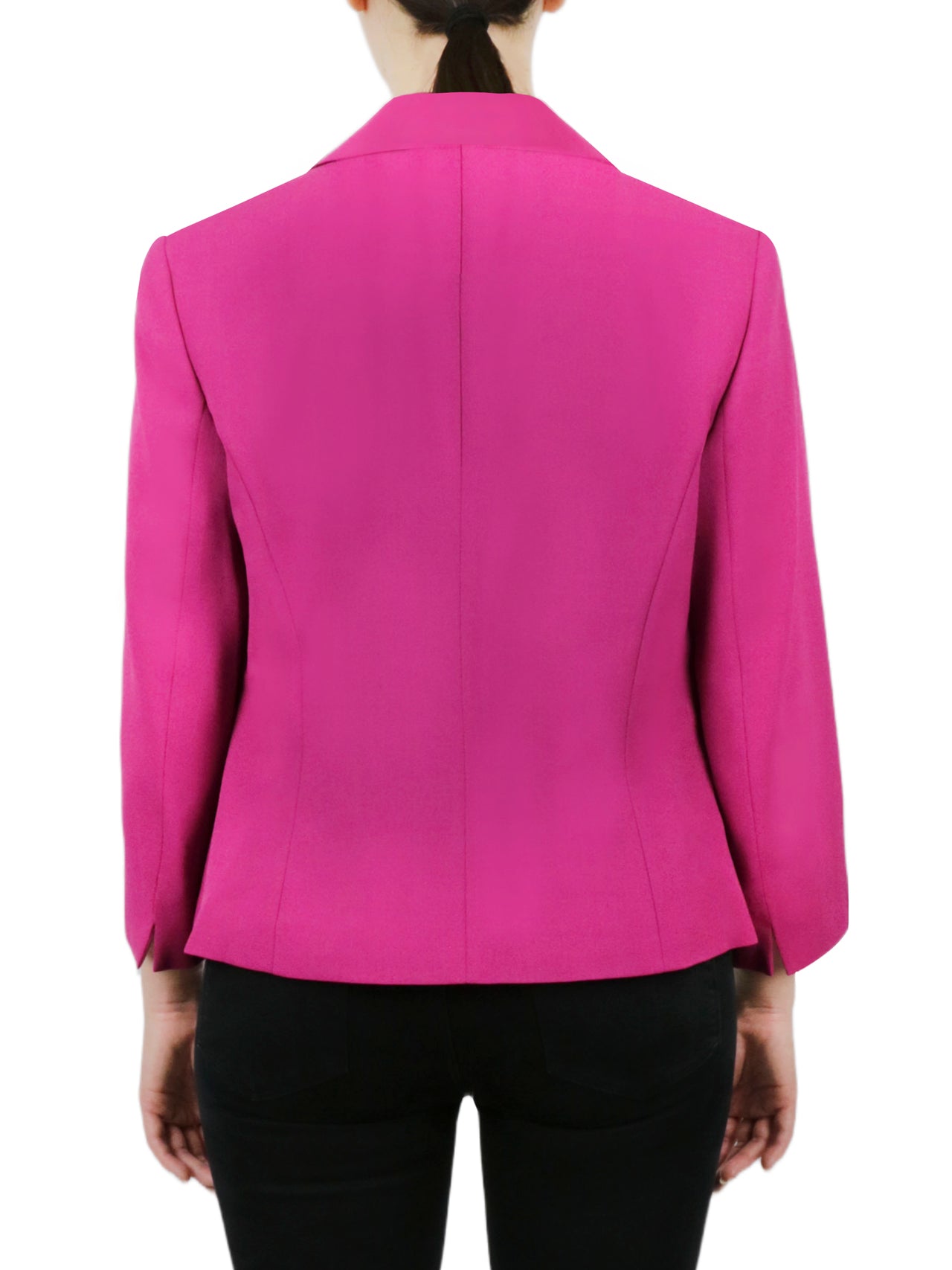  Kasper Shawl Collar Cardi Jacket with Zippers Stretch Crepe - Cerise - Bonton