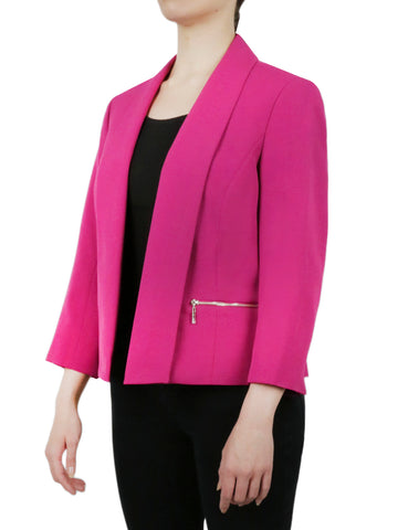 Shawl Collar Cardi Jacket with Zippers Stretch Crepe