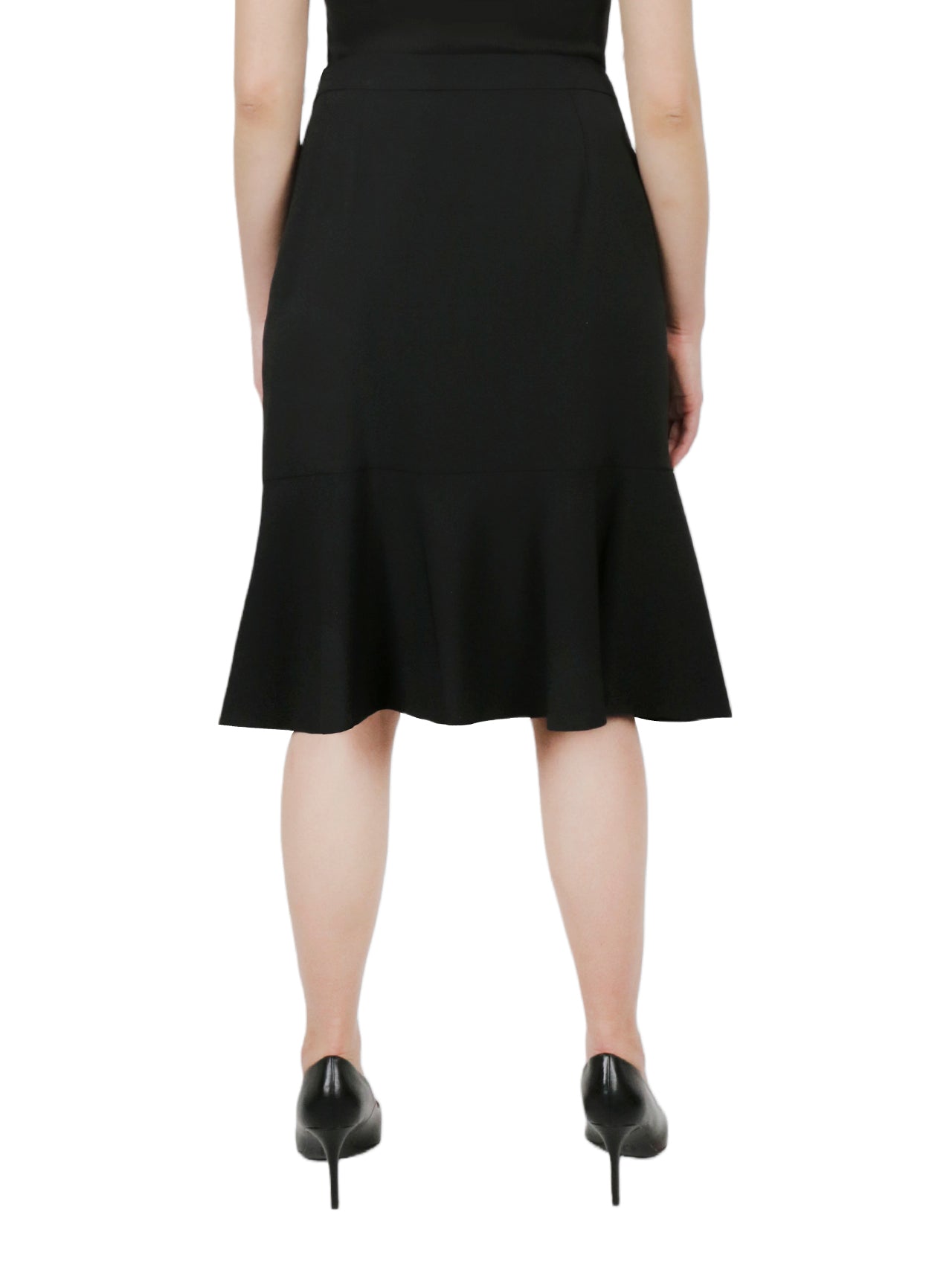  Kasper Side Zips Slim To Flounce Skirt Stretch Crepe - Black - Bonton