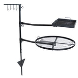 Camping or Backyard Steel Adjustable Cooking Grilling Fire Pit BBQ Stake with 2 Swivel Swing Grates