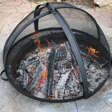 Heavy-Duty Steel Mesh Round Easy-Opening Camp Fire Pit Spark Screen Lid with Hinged Door
