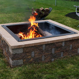 Heavy-Duty Steel Portable Above Ground or In-Ground Square Fire Pit Liner Ring
