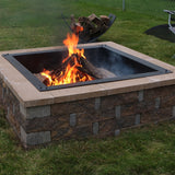 Heavy-Duty Steel Portable Above Ground or In-Ground Square Fire Pit Liner Ring