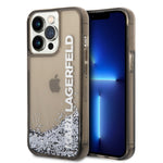 iPhone 14 Pro - PC/TPU Black Liquid Glitter Translucent Case Elongated Logo - Karl Lagerfeld