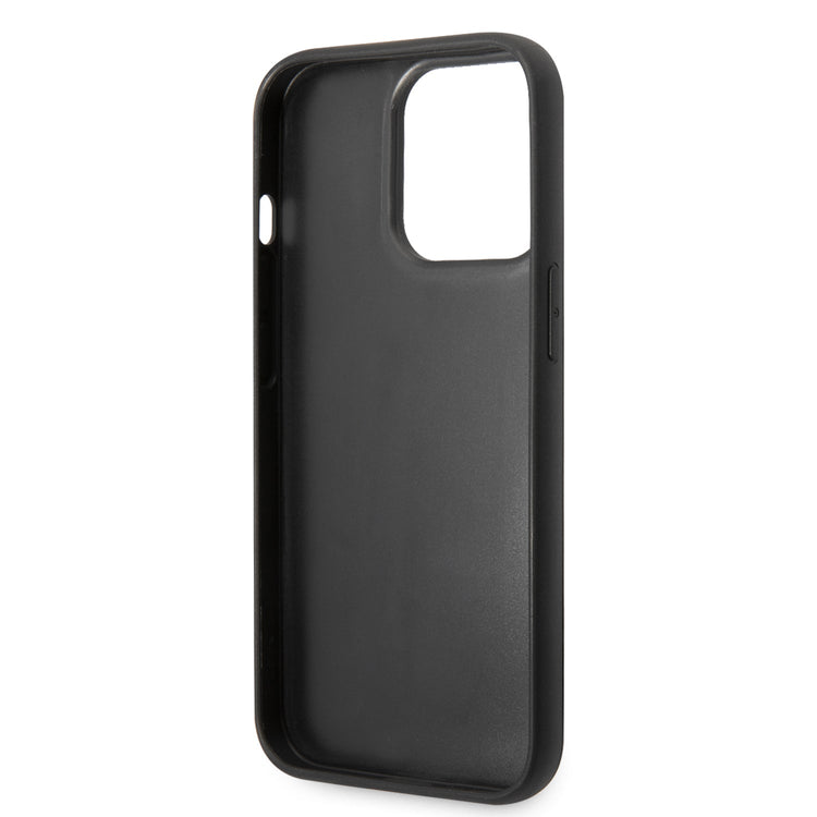 iPhone 14 Pro - PC/TPU Black Quilted Nylon Puffy Case With Metal Elongated Logo Plate - Karl Lagerfeld