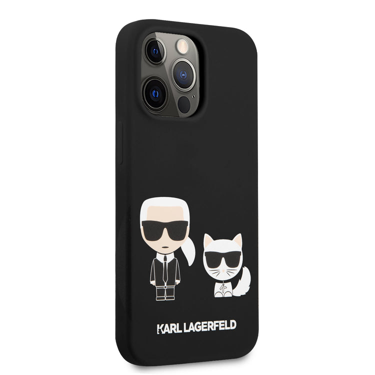 iPhone 13 Pro - Silicone Black Karl & Choupette Design - Karl Lagerfeld