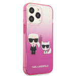 iPhone 13 Pro - PC/TPU Pink Karl and Chopette Gradient Design - Karl Lagerfeld