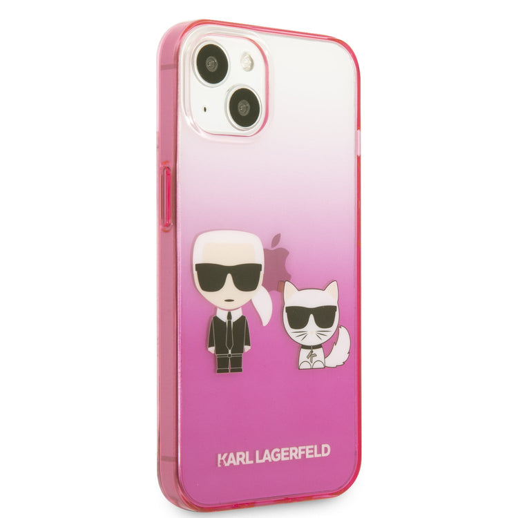 iPhone 14 Plus - PC/TPU Pink Iml Case Karl And Choupette Bodies Gradient And Dyed Bumper - Karl Lagerfeld