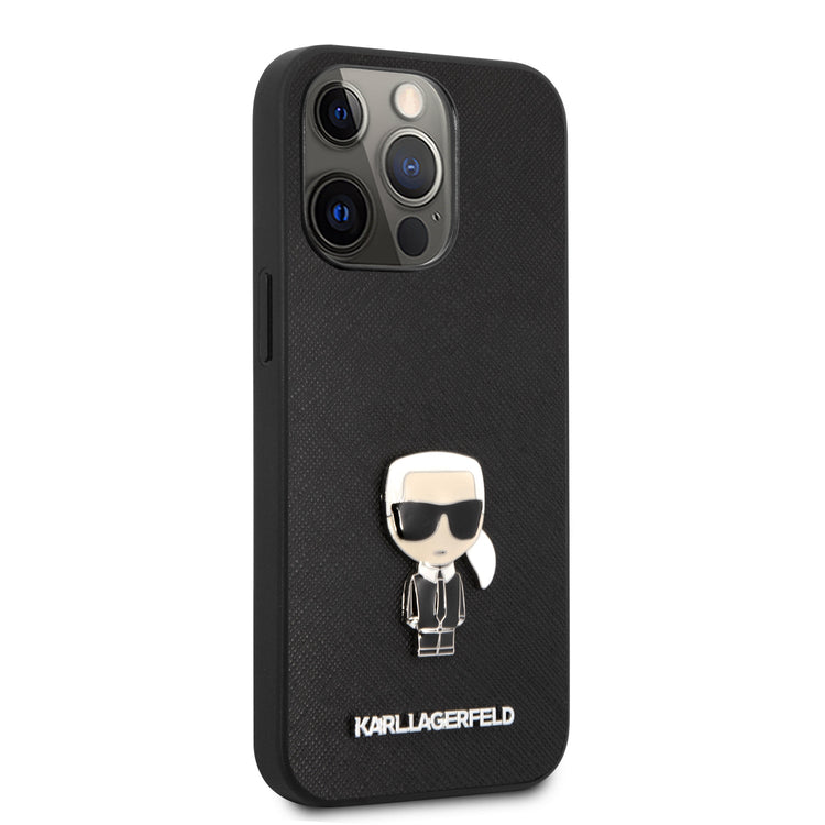 iPhone 13 Pro Max - Hard Case Black Saffiano Ikonik Karl - Karl Lagerfeld
