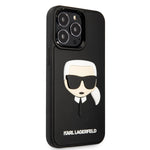 iPhone 13 Pro Max - Hard Case Black 3D Rubber with Karl's Head - Karl Lagerfeld