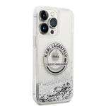 iPhone 14 Pro Max - PC/TPU Silver Liquid Glitter Case Round Rsg Logo - Karl Lagerfeld