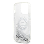 iPhone 14 Pro Max - PC/TPU Silver Liquid Glitter Case Round Rsg Logo - Karl Lagerfeld