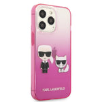 iPhone 14 Pro Max - PC/TPU Pink Iml Case Karl And Choupette Bodies Gradient And Dyed Bumper - Karl Lagerfeld
